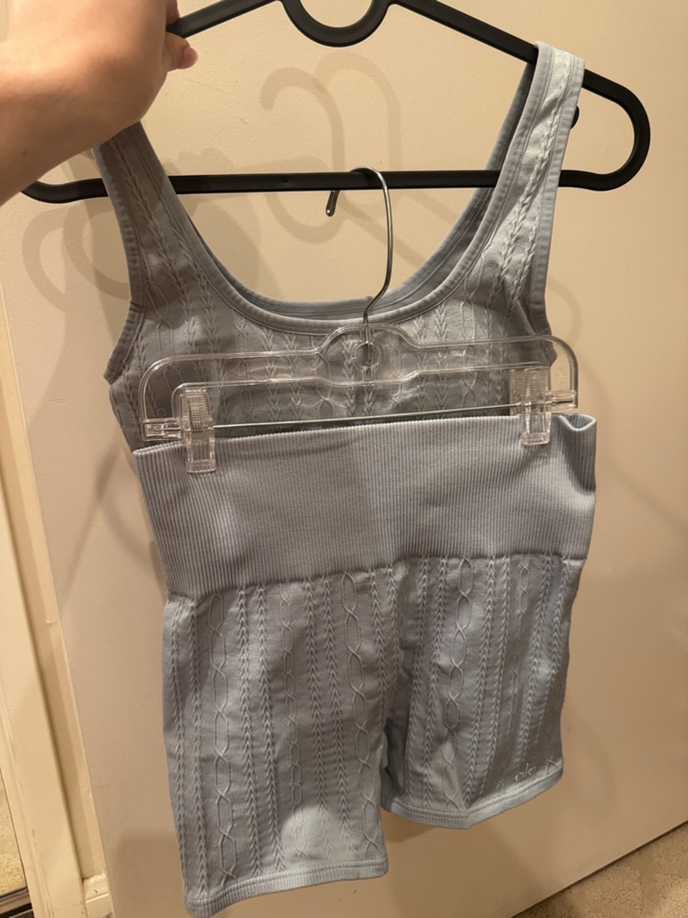 ALO Yoga Light Blue Knit Tank Romper
